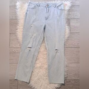Brand New Ladies NOBO "Slim Crop Straight" Light Blue Distressed Women's Jeans